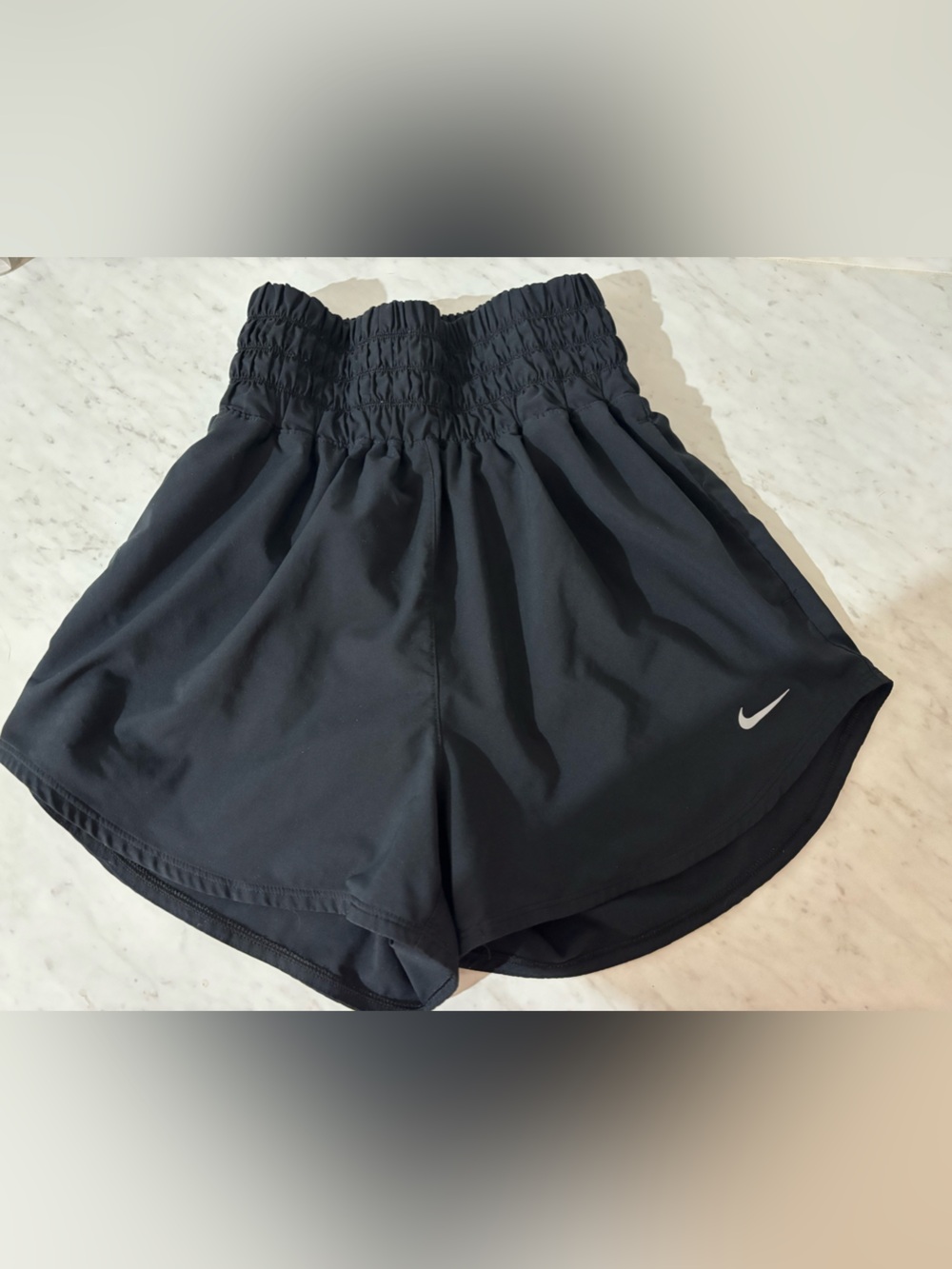 Nike Black Elastic-Waist Athletic Shorts with Swoosh